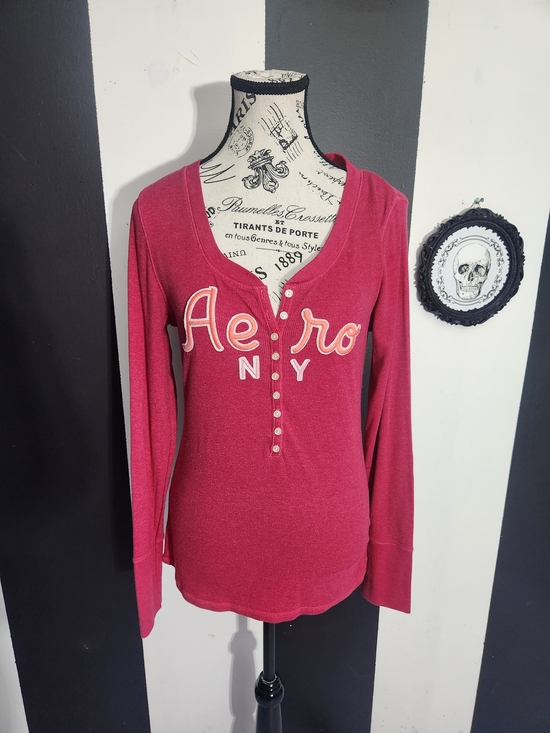 Aeropostale Tops - Aeropostale Pink Henley Long-Sleeve Top